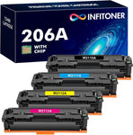 206A Toner Cartridges 4 Pack (with Chip) Compatible Replacement for HP 206A 206X W2110A W2110X Color Pro MFP M283fdw M283cdw Pro M255dw M283 M255 Printer Ink High Yield (Black Cyan Yellow Magenta)