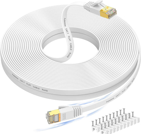 Ethernet Cable 75 ft, Supports Cat 8/ Cat 7 Standard High Speed Flat Design Long Ethernet Cable, Shielded RJ45 Network Cable for Routers, PS4, Backward Compatible with Cat 6e/Cat6/Cat 5e/Cat5