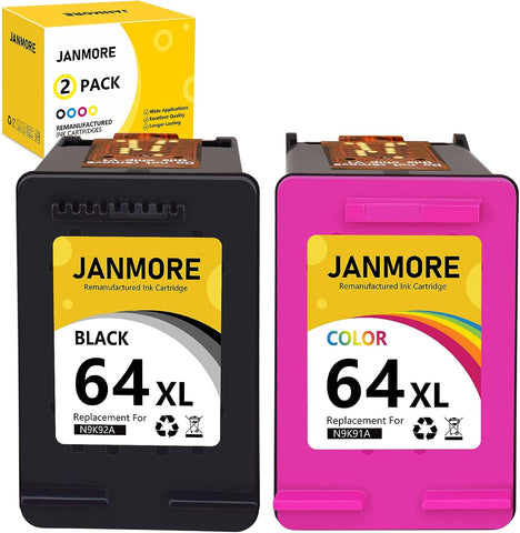 64XL Black/Color Combo Pack, High Yield, Replacement for HP 64XL Ink Cartridge Combo Pack | Works with HP Envy Photo 7858 7855 7155 6255 6252 7120 6232 7158 7164 7255e 7955e 7958e Printer (2 Pack)