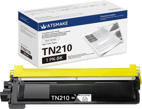 ATSMAKE TN210 Toner Cartridge Compatible for Brother TN 210 TN210 Toner Cartridge Replacement for Brother HL-3040CN HL-3045CN HL-3075CW MFC-9010CN MFC-9120CN MFC-9125CN MFC-9325CW Printer (1Black)