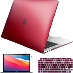 Fintie Case for MacBook Air 13 Inch A2337 (M1) / A2179 / A1932 (2021 2020 2019 2018 Release) - Protective Matte Snap On Hard Shell Cover with 2 Keyboard Skin Covers, 1 Screen Protector, Burgundy