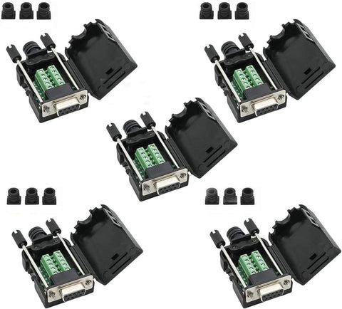 YIOVVOM Connector DB9 RS232 D-SUB Serial Adapters (5 PCS Female Adapter)