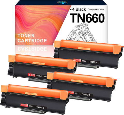 H&BO TOPMAE Compatible Toner Cartridge Replacement for Brother TN660 TN 660 TN630 TN 630 High Yield to use with HL-L2300D HL-L2320D HL-L2340DW HL-L2360DW MFC-L2720DW MFC-L2740DW DCP-L2540DW (4 Black)