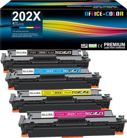 4 Pack Replacement for HP 202A 202X Toner Cartridges for HP Color Laserjet Pro M254dw MFP M281cdw, M281fdw M281fdn M281 M254 Series (Black, Cyan, Magenta, Yellow )