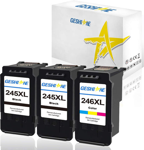 GESHINE 245 XL Ink Cartridge Replacement for Canon PG-245XL CL-246XL High Yield Used for Pixma MX490, MX492, MG2522, MG3020,MG2920,MG2924,iP2820,MG2525,MG2420 Printer (2 Black, 1 Tri-Color)