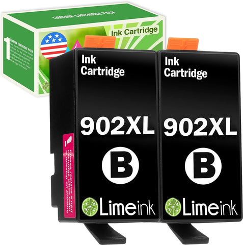 Limeink Compatible Ink Cartridges for HP 902 Ink Cartridges for HP Printers for HP 902xl Ink Cartridges Combo Pack for HP Printers for HP Ink 902 XL for HP Officejet Pro 6978 902xl Black (2 Black)