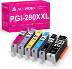 ALLWORK Compatible PGI 280XXL CLI 281XXL Ink Cartridges Replacement for Canon 280 281 XXL Works with Canon Pixma TR7520 TS9120 TS8120 TR8520 (PGBK, Black, Photo Blue, Cyan, Magenta, Yellow) 6 Pack