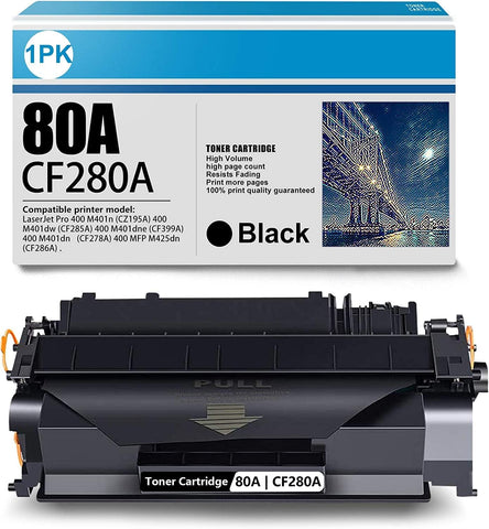 1 Pack Black High Yield Toner Cartridge 80A | CF280A Replacement for HP Pro 400 M401n 400 M401dw 400 M401dne 400 M401dn 400 MFP M425dn Printer Ink Cartridge.