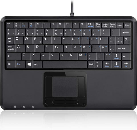 Perixx 11630 PERIBOARD-510H Plus – Teclado Español – USB con Cable, con touchad Multi gestos integrado y 2 entradas USB – Teclas silenciosas con mecanismo de tijera X - Dimensión 23x16x2 cm - Negro