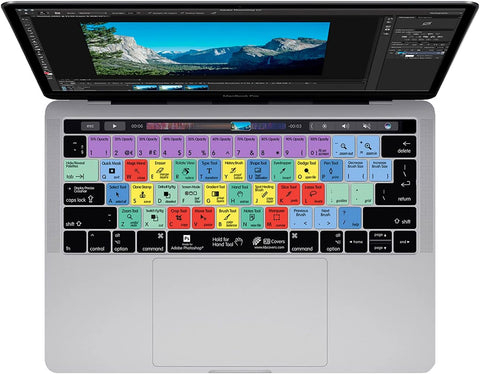 KB Covers for Adobe Photoshop | Shortcut Keyboard Cover Compatible with 13” & 15” MacBook Pro Touch Bar | Thin Dust Water & Dirt Resistant Silicone Skins