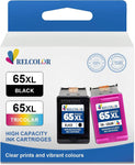 Relcolor Replacement for HP Ink Cartridge for 65 65XL HP65 XL Black Color Combo for Envy 5000 5055 5052 5014 DeskJet 3755 3700 3772 3752 2622 2652 2600 Printer,HP65XL