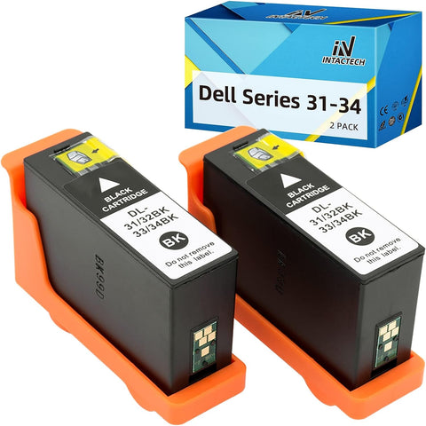 Intactech v725w Black Ink Cartridges Compatible with Dell Series 31 32 33 34 Ink Work for Dell V525w V725w Printer