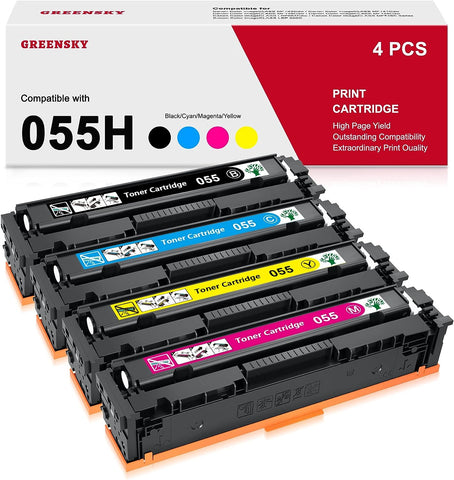 055H 055 MF743cdw Toner Cartridge Replacement for Canon 055H 055 High Capacity Imageclass MF743cdw MF741cdw MF745Cdw MF746Cdw LBP664Cdw Toner Printer(Black, Cyan, Yellow, Magenta, 4-Pack)