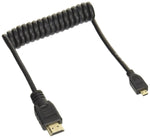 ATOMOS Micro HDMI to Full HDMI Cable, Curled, 11.8 inches (30 cm) (45 cm) Extension Compatible, ATOMCAB015