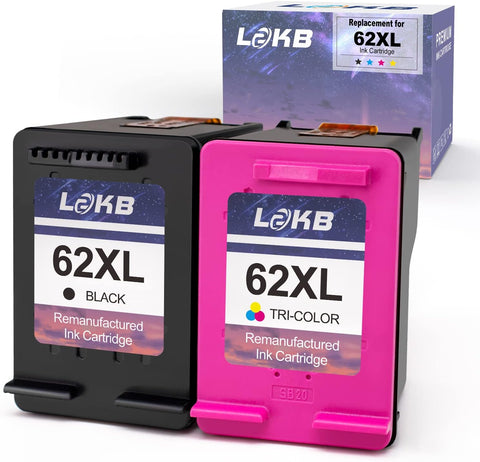 L2KB 62XL Ink Cartridge Combo Pack Compatible for HP 62 Ink HP Ink 62 Works with HP Envy 7640 5660 5540 5640 OfficeJet 5740 5746 5745 250 200 8040 Series Printer