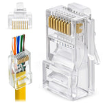 GTZ RJ45 Cat6 Pass Through Connectors - Pack of 50 - EZ to Crimp Modular Plug for Solid or Stranded UTP Network Cable - Male Ethernet Connector End