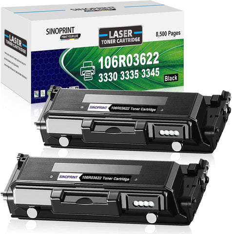 SINOPRINT Compatible 3330 Toner Cartridge Replacement for Xerox 3330 3335 3345 WorkCentre 3335/DNI 3345/DNI 106R03620 106R03622 106R03624 Phaser 3330/DNI Large Capacity 8,500 Pages (Black, 2-Pack)