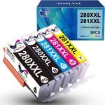 ONLYU 280XXL 281XXL Compatible for Canon Ink 280 and 281 Cartridges PGI-280XXL CLI-281XXL for Canon TR8520 Ink Cartridges for Pixma TR8620 TR8620a TS6320 TR7520 TS6120 TS6220 TS8220 TS9520 (5 Packs)