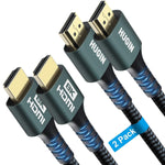 8K HDMI 2.1 Cable, 15FT (2 Pack) 48Gbps High Speed Durable Nylon Braided HDMI 2.1 Cord, 8K@60Hz 4K@120Hz Dynamic HDR eARC HDCP 2.2&2.3 with 24K Gold-Plated Connector for TV, Monitor, PC (15FT 2 Pack)