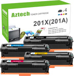 Aztech Compatible 201X Toner Cartridge Replacement for HP 201X 201A CF400X CF400A Color Pro MFP M277dw M252dw M277c6 CF401X CF402X CF403X M277 M252 Printer Ink (Black Cyan Yellow Magenta, 4-Pack)