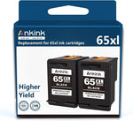 Ankink 65xl Black Ink Cartridge Replacement for HP 65 HP65 XL HP65XL for Envy 5000 5010 5014 5052 5055 5070 DeskJet 2600 2622 2640 2652 2655 3700 3752 3755 Printer | Higher Yield Ink Combo Pack 2 Pcs