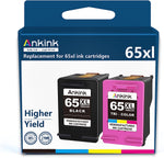 Ankink 65XL Ink Cartridges Black Color Combo Pack Replacement for HP 65 HP65 XL Ink Fit for Envy 5055 5000 5052 5010 5070 5014 DeskJet 3755 3700 2600 3752 2652 2655 2622 2640 Printer (Black Tri-Color)