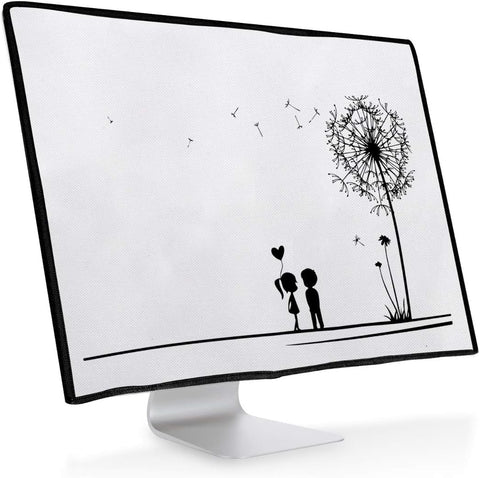 kwmobile Computer Monitor Cover Compatible with Apple iMac 21.5" - Dandelion Love Black/White