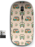 2.4G Ergonomic Portable USB Wireless Mouse for PC, Laptop, Computer, Notebook with Nano Receiver ( Colorful Hippie Camper )