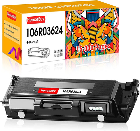 HenceBuy Compatible Toner Cartridge Replacement for Xerox 106R03624 WorkCentre 3335 3345 Phaser 3330 Toner - 106R03623 15,000 Pages (1-Pack, Black)