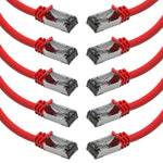 Beszin [50 Micron Gold Plated 2Ft Cat.8 S/FTP Shielded Ethernet Network Cable Red 26AWG- 10 Pack