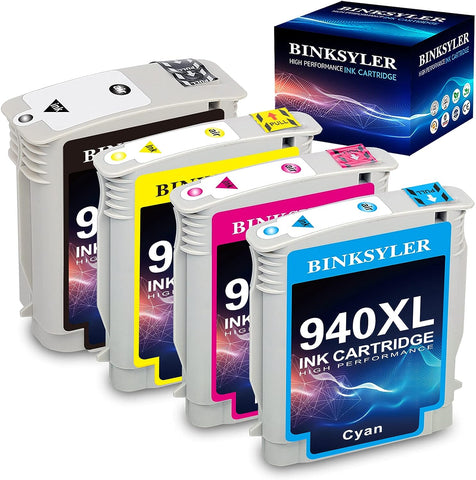 BINKSYLER Compatible 940 Ink Cartridge Replacement for HP 940XL 940 XL Use with Officejet Pro 8000 8500 8500A 8500A Plus Printers (1 Black,1 Cyan,1 Magenta,1 Yellow) 4 -Pack