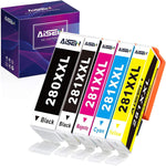 AISEN Compatible Ink cartridges Replacement for Canon 280 281 PGI-280XXL CLI-281XXL PGI280 XXL CLI281XXL Used in Canon PIXMA TS9120 TR7520 TR8520 TS6120 TS6220 TS8120 TS8220 Printer (5 Pack)