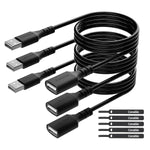 USB Extension Cable 10 Feet (3 Pack), USB Type A Male to Female USB 2.0 Extender Cord (from 2ft to 150ft for Selection), for Printer, Keyboard, Mouse, Flash Drive, Hard Drive with 5 Ties-10FT/3PK