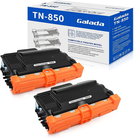 GALADA Compatible Toner Cartridge Replacement for Brother TN850 TN-850 TN820 TN-820 TN-880 for Brother HL-L6200DW HL-L6200DWT MFC-L5850DW MFC-L5900DW L5200DW L5700DW Printer (Black High Yield 2 Pack)