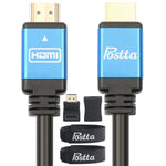 Postta HDMI Cable 25 Feet HDMI 2.0V Cable with 2 Piece Cable Ties+2 Piece HDMI Adapters Support 4K 2160P,1080P,3D,Audio Return and Ethernet-Blue