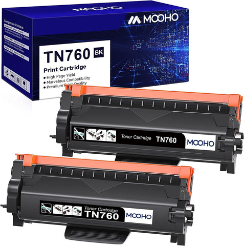 Mooho TN760 Toner Cartridge Compatible Replacement for Brother TN760 TN-760 TN 760 TN-730 TN730 Toner for HL-L2350DW HL-L2395DW DCP-L2550DW MFC-L2750DW MFC-L2710DW Toner Printer (Black,2 Pack),0.24