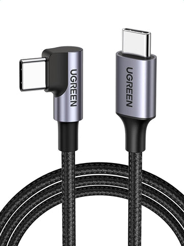 UGREEN 60W USB C to USB C Cable Right Angle USB C Fast Charging Cable Compatible with MacBook Pro/Air, iPad Pro/Mini/Air, Samsung Galaxy S23/S22/Z Fold/Z Flip, Google Pixel, Switch, etc. 6.6FT