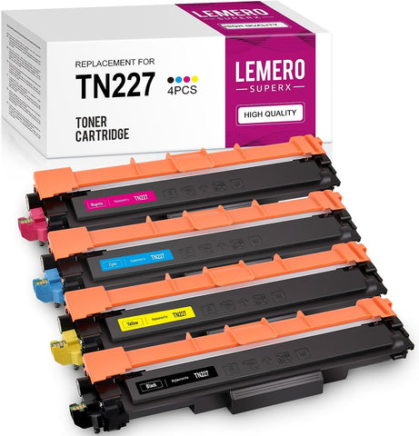 LemeroSuperx TN227 Compatible Toner Cartridge Replacement for Brother TN227 TN-227 TN227BK Work for HL-L3290cdw MFC-L3770cdw HL-L3270cdw MFC-L3750cdw HL-L3210cw (Black Cyan Magenta Yellow, 4 Pack)