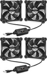 iPower Quiet Cooling Fan 120mm Dual USB Case Fan with Speed Controller for Receiver DVR/Playstation/Xbox/Computer Cabinet Cooling, 2 Pack, Black