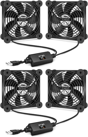 iPower Quiet Cooling Fan 120mm Dual USB Case Fan with Speed Controller for Receiver DVR/Playstation/Xbox/Computer Cabinet Cooling, 2 Pack, Black