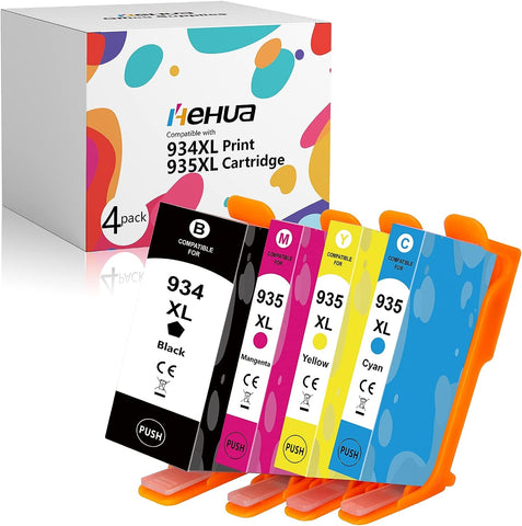 hehua 934XL 935XL Ink Cartridges Combo Pack Compatible for HP 934XL Ink 934 935XL 935 Work with HP Officejet Pro 6830 6230 6835 6812 6815 6820 6220 6800 (1 Black,1 Cyan,1 Magenta, 1 Cyan)