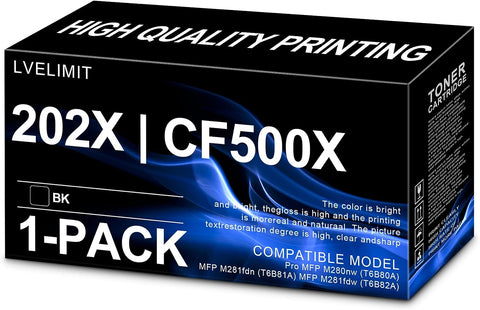 202X CF500X Toner Cartridge (1-Pack): Compatible Replacement for HP 202X Black Toner Work for Pro M254nwM254dw M254dn MFP M280nw MFP M281fdn MFP M281fdw MFP M281cdw Printer | CF500X Toner