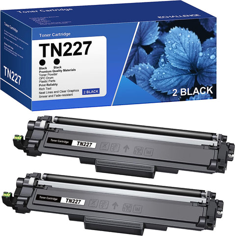 TN227BK TN223BK High Yield Compatible Toner Cartridge Replacement for Brother TN227 TN-227 TN227BK TN223BK Work with MFC-L3710CW MFC-L3750CDW MFC-L3770CDW HL-L3210CW HL-L3230CDW (2 Black)