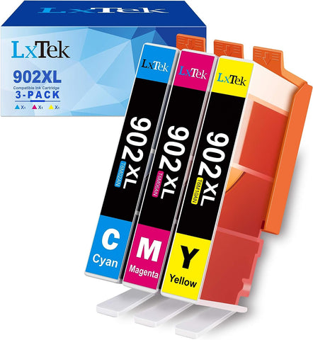 LxTek Compatible Ink Cartridge Replacement for HP 902XL 902 XL to use with Officejet 6978 6968 6962 6954 6975 Printers (1 Cyan 1 Magenta 1 Yellow, 3 Pack)