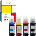 Compatible Ink Bottle Replacement for Epson 522 T522 (Black, Cyan, Magenta, Yellow, 4-Pack)