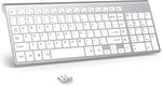 J JOYACCESS Wireless Keyboard, 2.4G Slim and Compact Wireless Keyboard with Numeric Keypad for Laptop, MacBook air, Apple, Computer, PC-Sliver&White