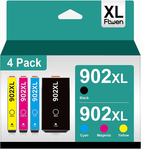 Fbwen 902XL Ink Cartridges Replacement for HP 902 902XL Ink, 4 Pack