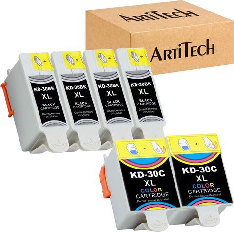 ARTITECH Replacement for Kodak 30XL Compatible Ink Cartridges (4 Black, 2 Color) Use for Kodak ESP 3.2, C110, C310, C315, Office 2150, Office 2170, Hero 3.1 Hero 5.1 Series Printers 1550532 1341080