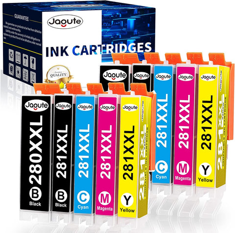 Jagute 280XXL 281XXL Ink Cartridges Replacement for Canon PGI-280XXL CLI-281XXL PGI280 CLI281 Work with PIXMA TR8600 8622 8620 8500 7520 8520 TS6120 TS6220 TS8120 TS8220 TS9520 TS8320 Printer?10Pack?