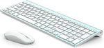 Wireless Keyboard and Mouse, J JOYACCESS 2.4G Aluminum Metal Wireless Keyboard and Mouse for Computer,Laptop,Windows,PC,Desktop,Smart TV(White Blue)